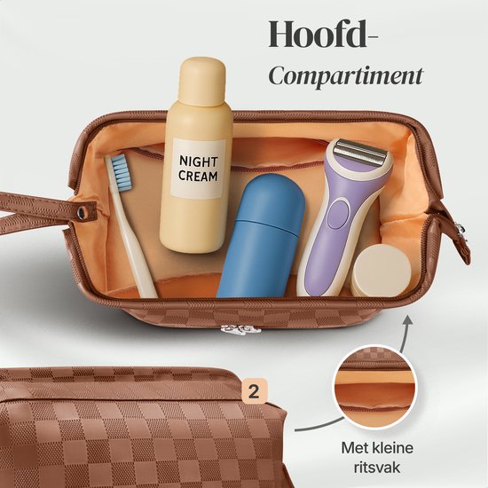 Skycases Travel Essentials - Trousse de toilette et de maquillage - Imperméable et compacte - Convient pour le voyage et l'usage quotidien - Unisexe - Marron