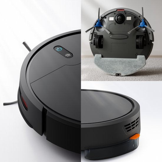 Powell Robot Aspirateur - Robot Aspirateur avec Fonction Mopping - Robot Aspirateur avec Station de Charge - Robot Aspirateur - Mopping Robot - Noir