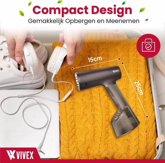 Vivex® Défroisseur à linge - Défroisseur à main pour vêtements et meubles - Défroisseur - Accessoire gratuit + Réservoir supplémentaire