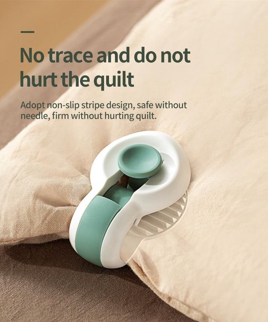 Clips de couette robustes - Clips de couette - Clips de couette - Clips de housse de couette - 6 pièces - Blanc/Vert