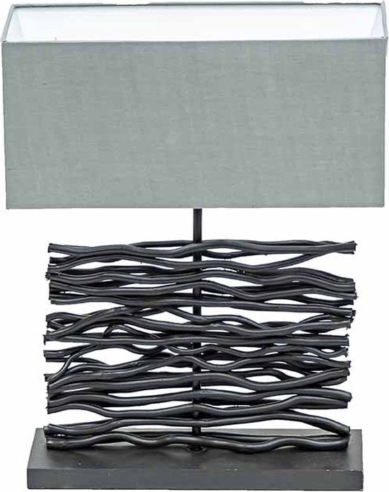 Globo - lampe de table - Jamie - noir - bois - lampadaire - E27 - 21648B