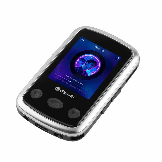 Lecteur MP3 Denver avec oreillettes - extensible jusqu'à 128 Go - Mode Shuffle/Repeat - Enfants et adultes - Clip de fixation - AUX - MPS320B - Noir