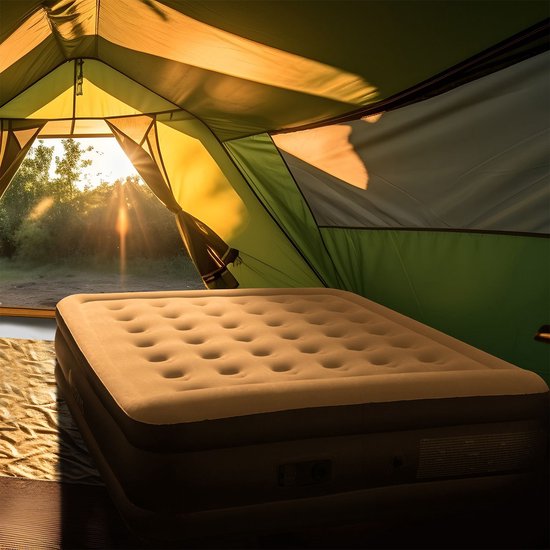 Juskys Lit gonflable autogonflant Sapri L - Gris - 197 x 154 x 45 cm - Sac de rangement inclus