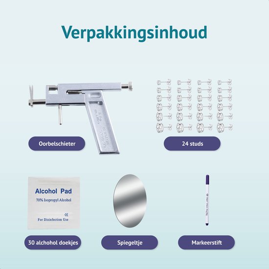 Kit de perçage de boucles d'oreilles - Métal - Clous inclus - Piercing - Kit - Pistolet - Perçage d'oreilles - Pistolet - Aiguille - Pistolet à trous - Pince