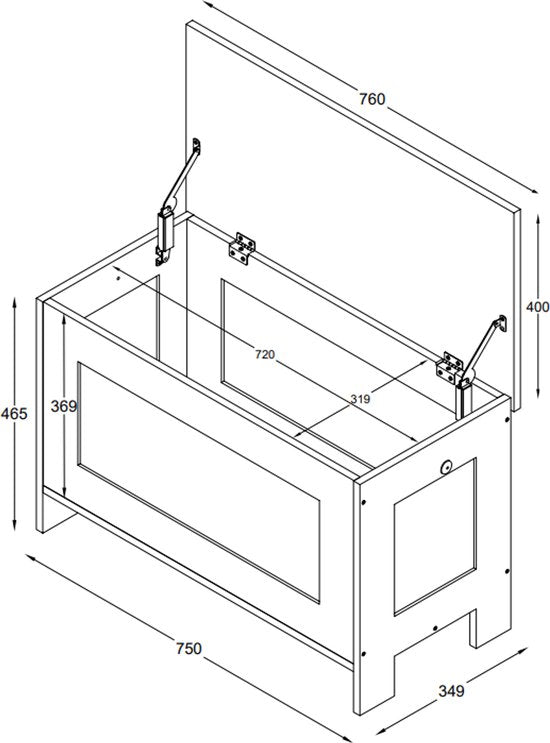 DMV - Coffre de rangement - Coffre de rangement en bois - Coffre à jouets - Coffre à couvertures - Coffre de rangement - noir