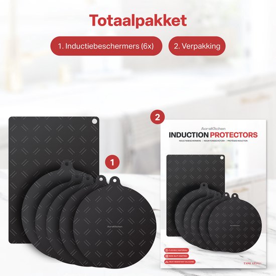 AoraKitchen Protège-induction - 6 pièces - jusqu'à 280 °C - Maniques - Protège maniques - Protège maniques