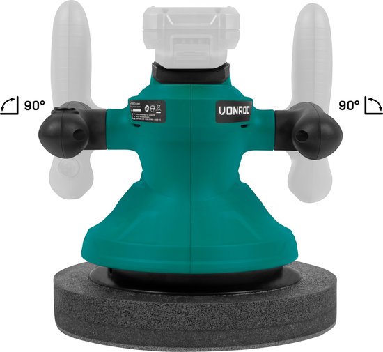 Accu polisher - machine à polir 20V - Ø240mm - Avec poignées réglables, 2 manchons de polissage et sac de rangement - Sans batterie ni chargeur