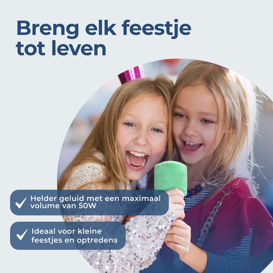 Denver Karaoke Microphone Bluetooth - Sans fil - Haut-parleur avec finition duveteuse - Ensemble Karaoké - AUX - MicroSD - KMS30GN