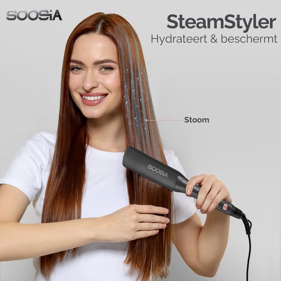 Soosia SteamStyler - Fer à lisser et à friser à vapeur - Technologie vapeur - Réglable de 100°C à 230°C