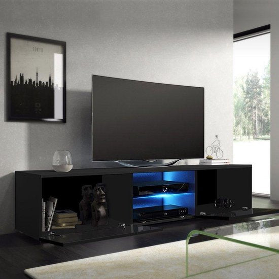 Meuble TV Tenus - buffet TV - avec éclairage LED - noir