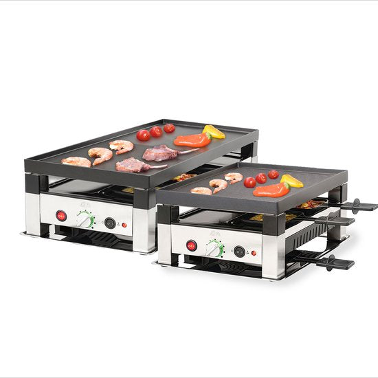 Solis Raclette & Pizza Grill - Set à raclette pour 8 personnes - Raclette Gourmet Set - Gril de table avec 4 fonctions différentes