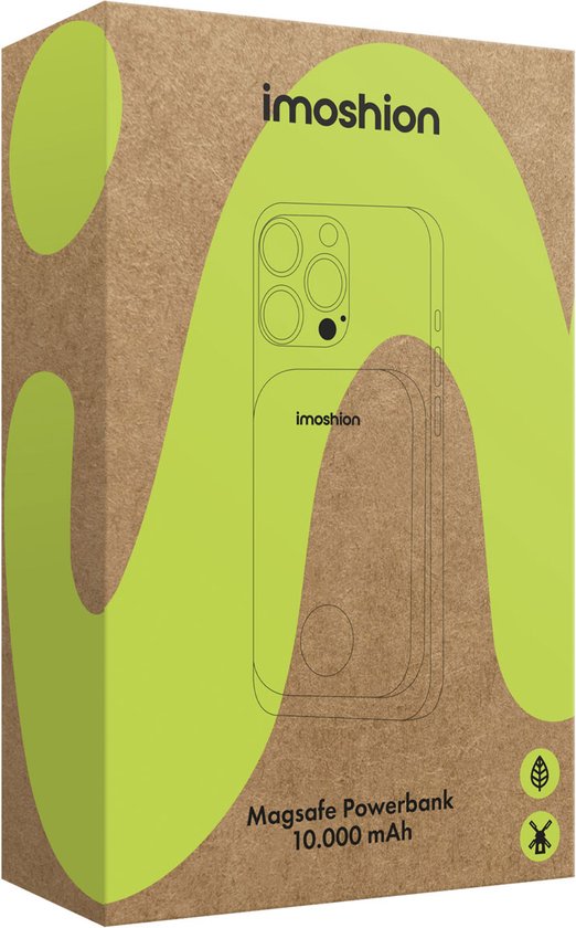 Batterie externe - imoshion - 10000 mAh - Adapté à MagSafe - Chargeur rapide 22.5W - USB C & USB A - Powerbank sans fil adapté à l'iPhone 12/13/14/15/16 - Noir