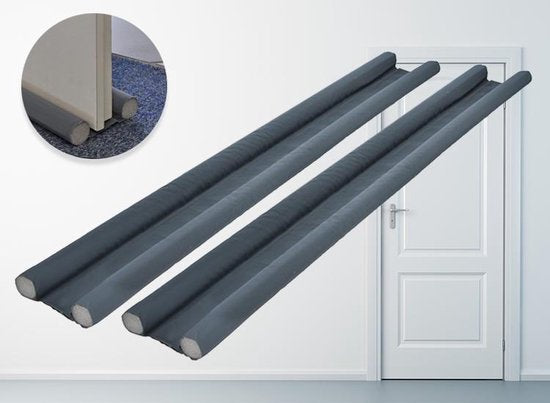 Double coupe-courant d'air pour portes - 2 pièces - 95 cm - Réglable - Gris - Bande coupe-courant d'air - Coupe-courant d'air - Coupe-courant d'air - Rouleau de porte - Coupe-courant d'air - Coussin de porte - Isolation de la porte - Universel