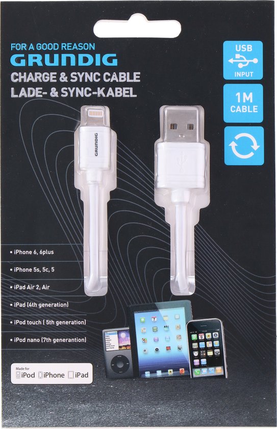 Grundig Charging Cable/Sync Cable - USB Apple Lightning - 1 Meter