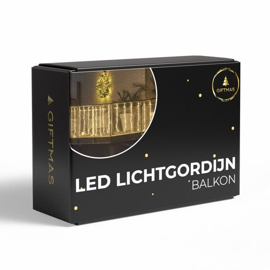 Giftmas Light Curtain - Rideau lumineux 420 LED - 4×1M - 8 fonctions avec télécommande - Blanc chaud - Pour décoration extérieure et balcon - Lumières de Noël
