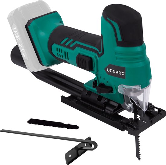 VONROC Scie sauteuse Accu VPower 20V - Poignée ergonomique en T - Vitesse et angle de coupe réglables - Sans batterie ni chargeur