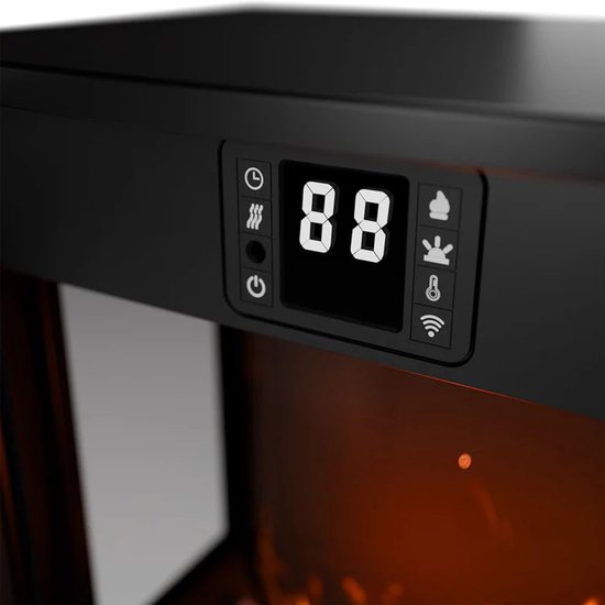 Foyer électrique / Foyer d'ambiance - 1800W - avec effet de flamme, fonction chaleur et contrôle App - Noir, Poêle Freestanding