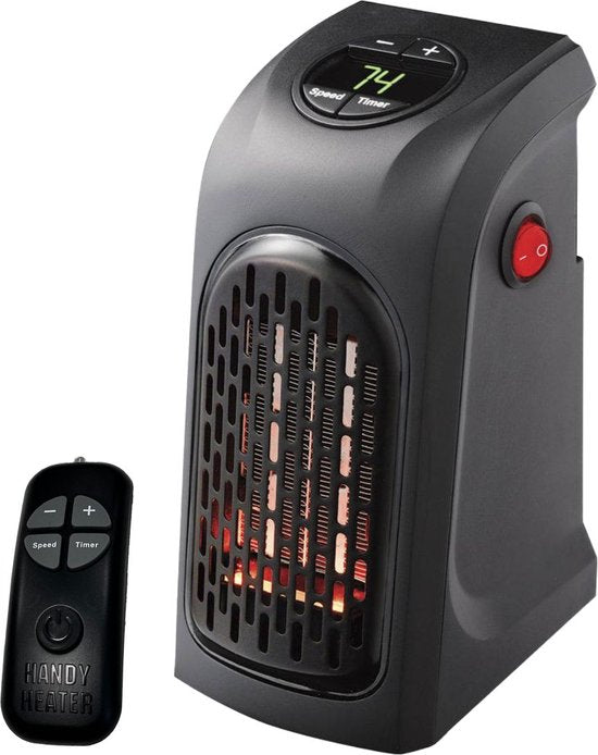 Ontel Handy Heater - Mini chauffage électrique pour prise de courant - 500W - Réchaud compact avec télécommande - Mini chauffage