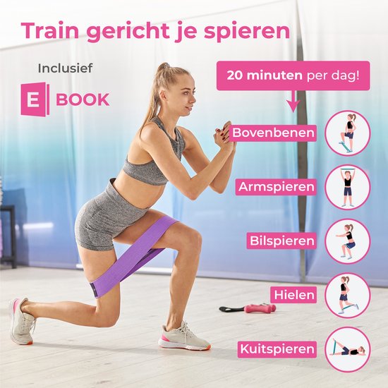 Nuvance - Resistance Bands Set Including Carrying Bag - 3 Piece Set - Resistance Band - Fitness Elastic - eBook with additional exercises - Green Pink and Purple