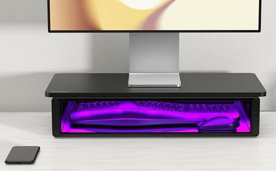 Kensington UVStand™ Support pour moniteur avec compartiment de stérilisation UVC/tiroir de rangement - Noir