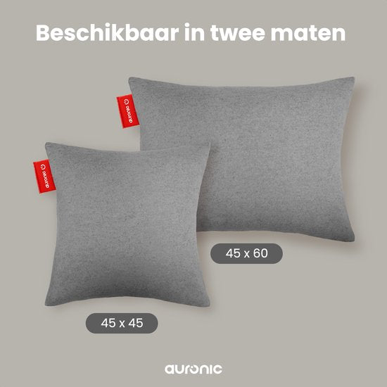 Auronic Heat Pillow - Classic - 45x45 - rechargeable sans fil - oreiller électrique - infrarouge - gris