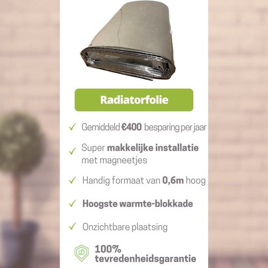 Feuille de radiateur pour le chauffage - 800cm x 60cm - feuille d'isolation pour plusieurs radiateurs - comprend 24 patins de fixation