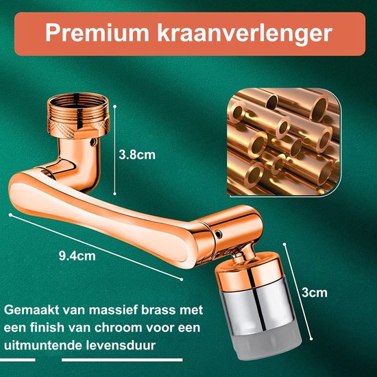 Feau rallonge de robinet - fixation de robinet - rallonge de robinet - pivot 1440° - 100% laiton - universel