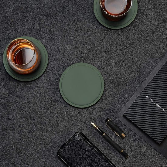 Castagnola Sous-verres en silicone - Sous-verres pour verres - Sous-verres design avec support - Set de sous-verres - Antidérapant - Lot de 8 - Vert