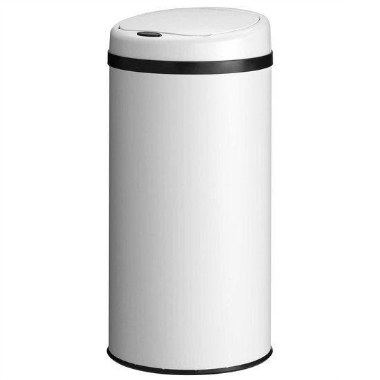 Poubelle automatique / Poubelle à déchets / Poubelle à détecteur - 40 litres - Blanc - Rond