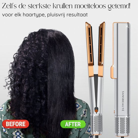 Lisseur & Sèche-Cheveux - Sansbeauté® - 2-en-1 - 80°C à 140°C - Souffle froid - Gris