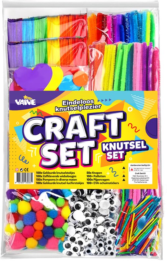Vaive Craft Set 800-piece - Crafting Girls & Boys - Beads, Feathers, Pompoms & Wiggle Eyes - Craft Case - Crafting Tools - Crafting kits