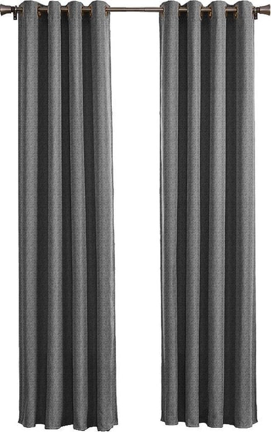 Larson - Rideau occultant tissé de luxe - Anneaux - Gris foncé - 300 x 250 cm - occultant & prêt-à-porter