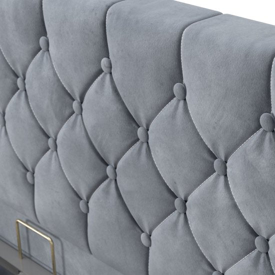 Lit rembourré Nizza - 120 x 200 cm - Gris - Eclairage LED & Tiroir de lit