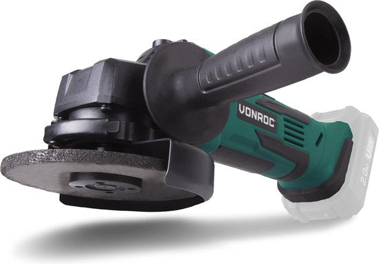 VONROC Accu Angle Grinder - VPower 20V - Ø115MM - Avec poignée latérale et sac - Sans batterie ni chargeur
