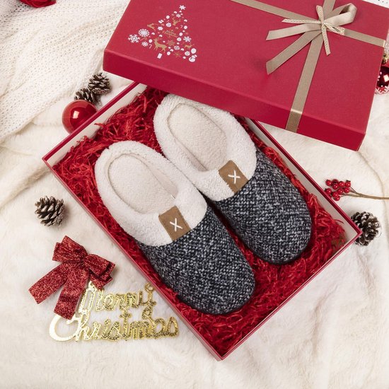 Chaussons Ladies - Chaussons - Taille 38/39 - Noir/Gris - Antidérapant - Comfeet