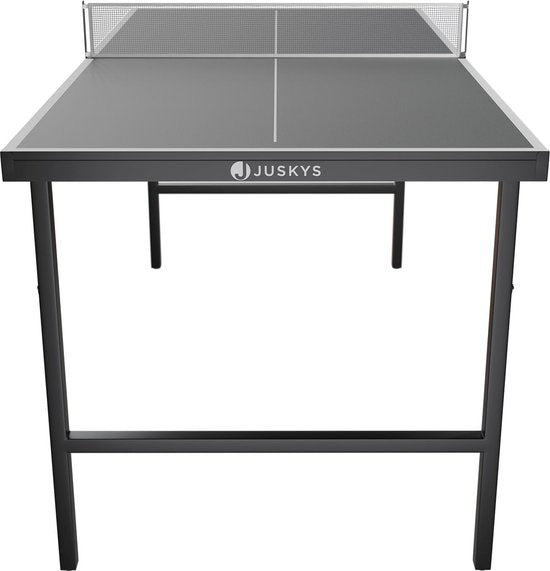 Juskys Mini Table de Tennis de Table Flexi - Noir/Argent - 152 x 71 x 71 cm - Accessoires inclus