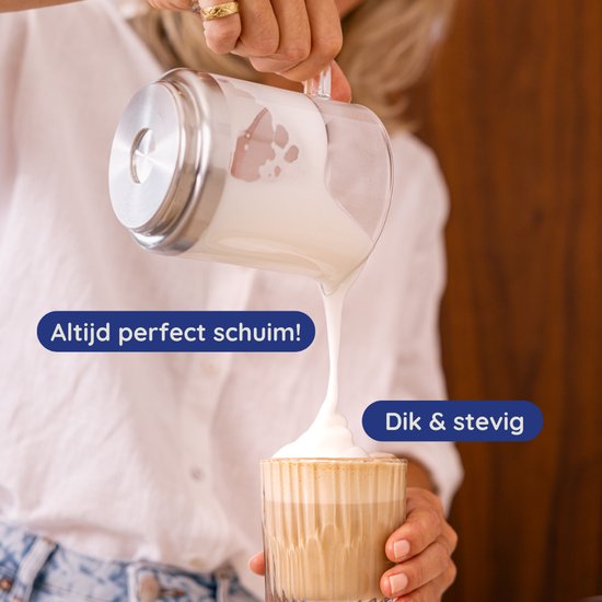 Safecourt Kitchen Glass Milk Frother - Mousseur à lait électrique - Cruche en verre & sans PFAS - Lavable au lave-vaisselle - Noir - MF700