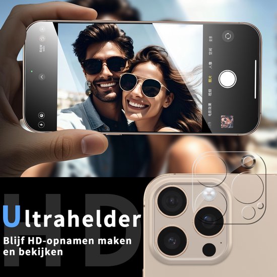 Podec Protecteur d'écran et d'objectif de caméra pour iPhone 16 Pro Max - Verre de protection trempé - Transparent et résistant aux rayures - Couvercle d'écran en verre trempé - 3 + 3 Pièces