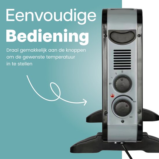 AirKing Radiateur convecteur électrique - 1250/2000 Watts - Thermostat réglable - Noir