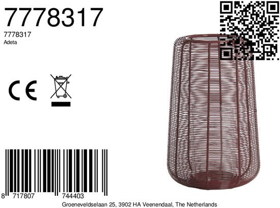 Lampadaire ADETA - Light & Living - Gloss avec verre - Ø19,5x30 cm - ordeaux