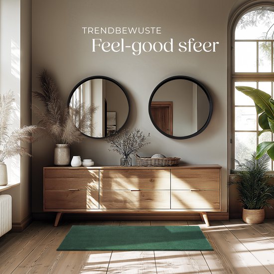 tectake® Tapis à poils courts - 80 x 150 cm - Vert - Tapis pour le salon, la chambre à coucher, la salle à manger - Facile d'entretien et lavable - Sous-couche antidérapante - Antiallergique - Diverses tailles et couleurs