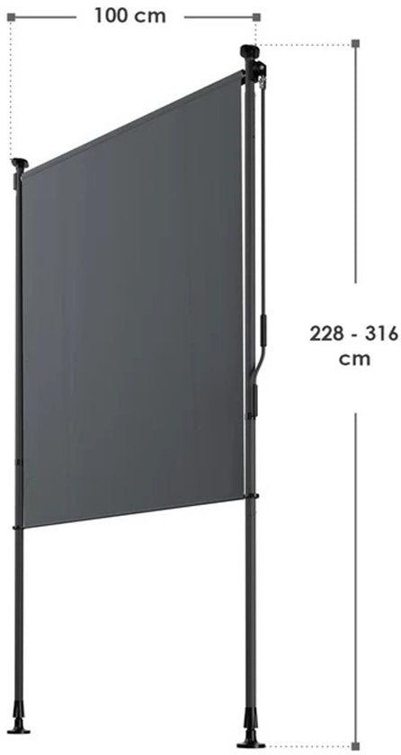 Parasol vertical Barbados Juskys - 100x310 cm - Gris