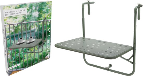 Homestyle Table de balcon - Meuble de jardin - 60x43x70 cm Vert