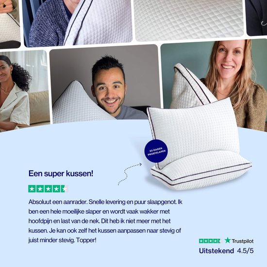 Oreiller - 180 nuits de sommeil d'essai - Mousse à mémoire de forme - Design réglable - Convient aux dormeurs sur le dos, sur le côté et sur le ventre - Mousse à mémoire de forme - Réduit les douleurs cervicales