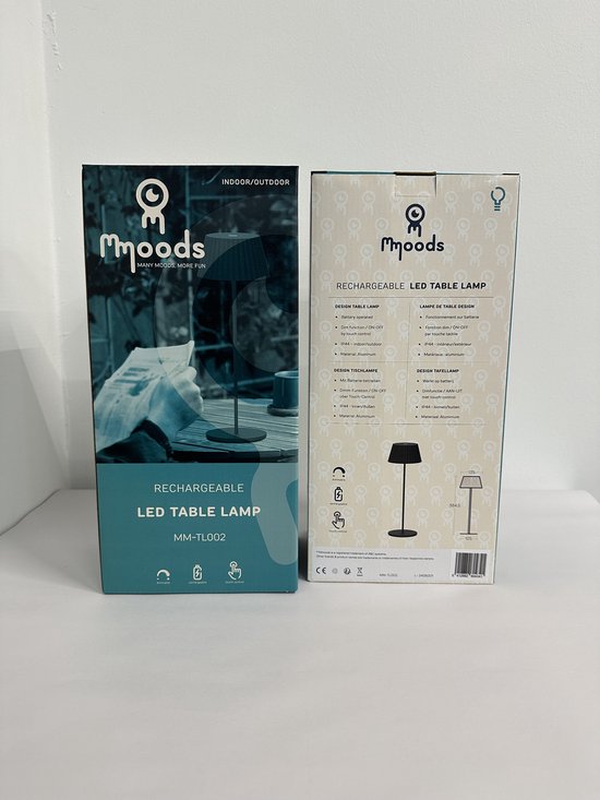 Mmoods Lampe de table LED sans fil - Beige - Rechargeable avec USB-C - Contrôle tactile - Lumière blanche chaude - Convient pour l'intérieur et l'extérieur - IP44 Waterproof