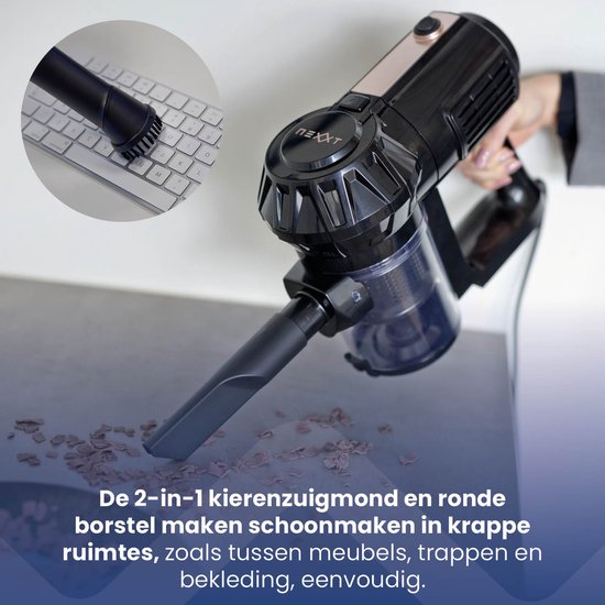 Nexxt 3-in-1 Aspirateur filaire avec manche télescopique et aspirateur à main - Aspirateur à manche extensible avec technologie cyclonique - Filtre HEPA - 600 watts