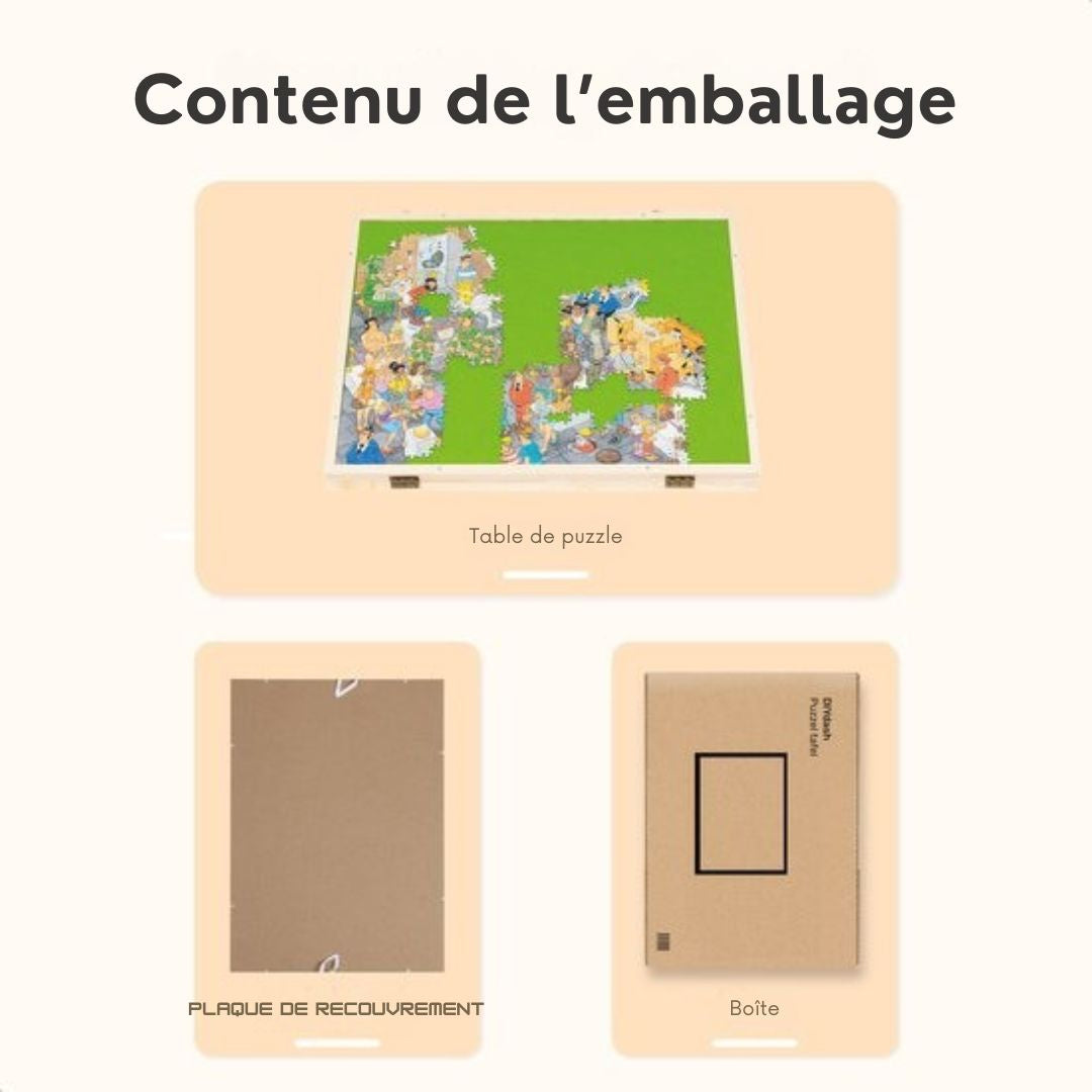 Plateau de puzzle et plaque de puzzle réglables - Diydash - Pour 1000 pièces - Avec plaque d'écran - Design ergonomique - Bois brun