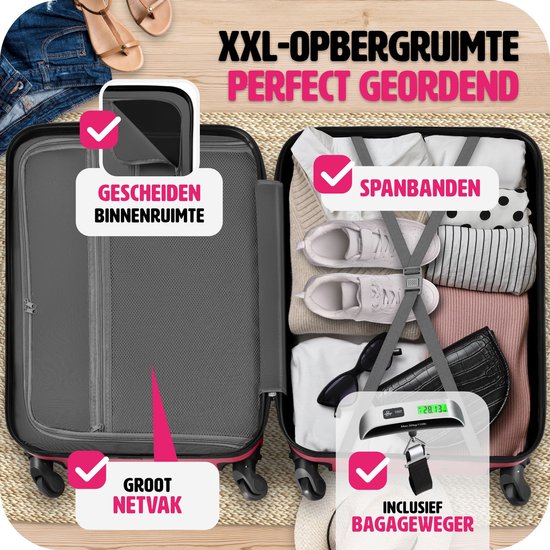 tectake® - Ensemble de valises à coque dure 4 pièces - Ensemble de valises de voyage à roulettes - ABS - Poignée télescopique et serrure - Pèse-bagages inclus - Tailles des trolleys S-M-L-XL - Rouge