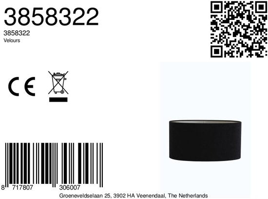 Light & Living - Abat-jour VELOURS - 58x24x27cm - Noir