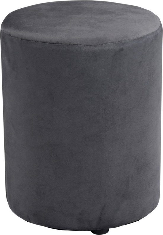Arti Casa Tabouret rond en velours - Tabouret rond en velours 28x36 cm - Fauteuil ou tabouret compact - Tabouret pour le salon et la chambre à coucher - Gris